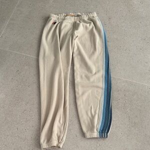 Aviator Nation Cream and Blue Joggers